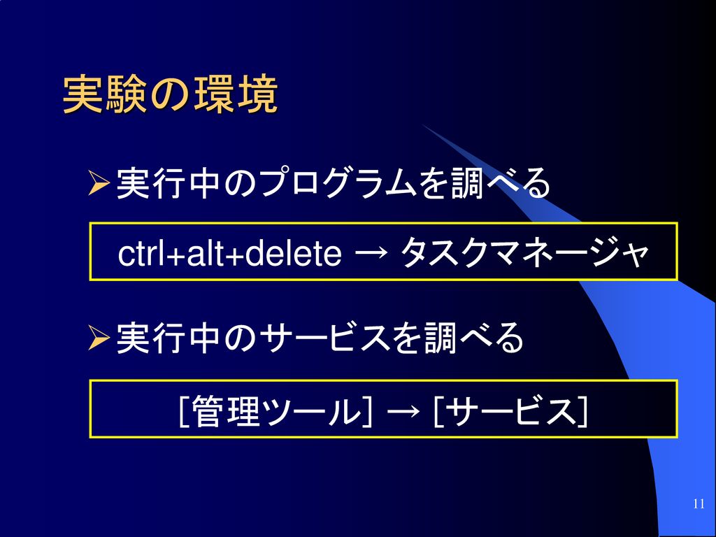 ctrl+alt+delete → タスクマネージャ