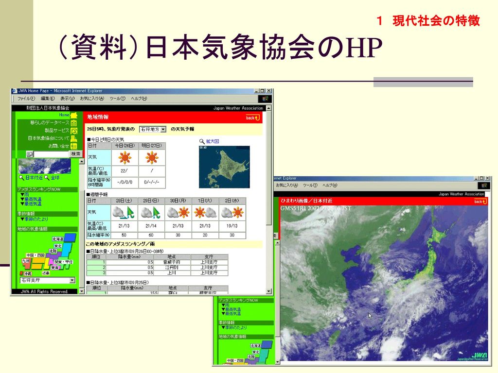 １ 現代社会の特徴 （資料）日本気象協会のHP