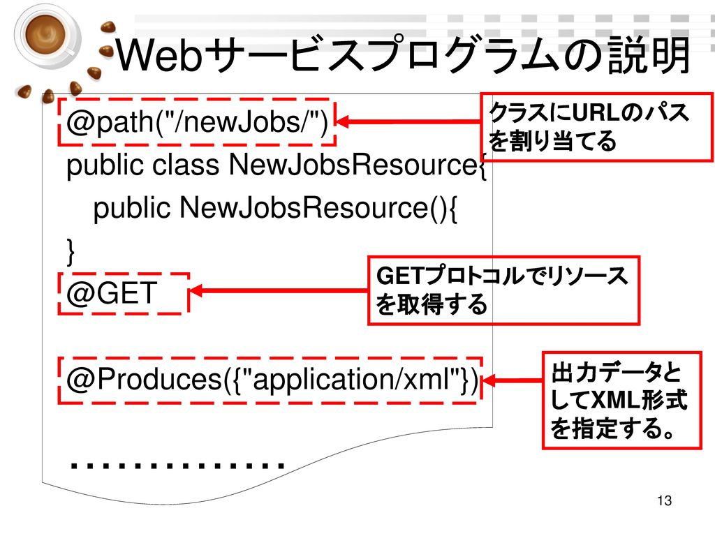 Webサービスプログラムの説明 /newJobs/ )