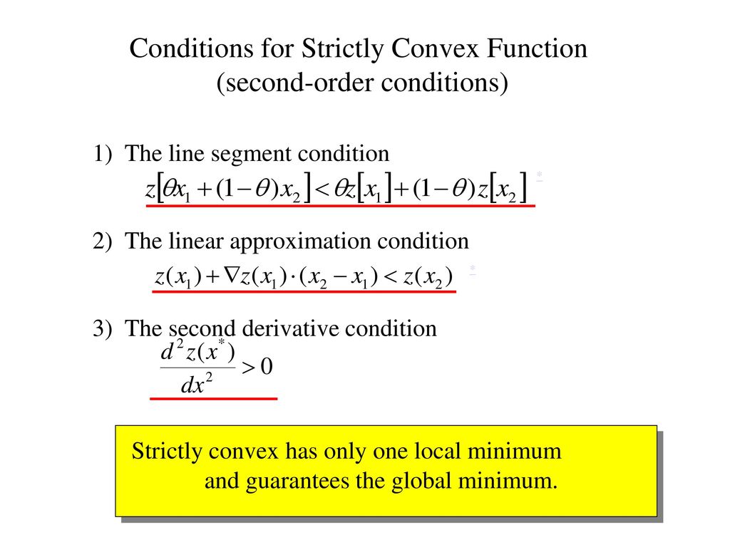 Conditions for Strictly Convex Function (second-order conditions)