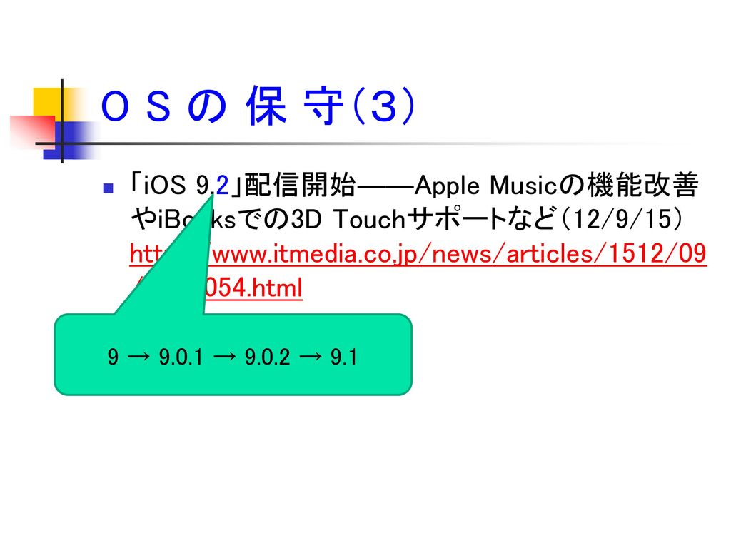 O S の 保 守（３） 「iOS 9.2」配信開始――Apple Musicの機能改善やiBooksでの3D Touchサポートなど（12/9/15）