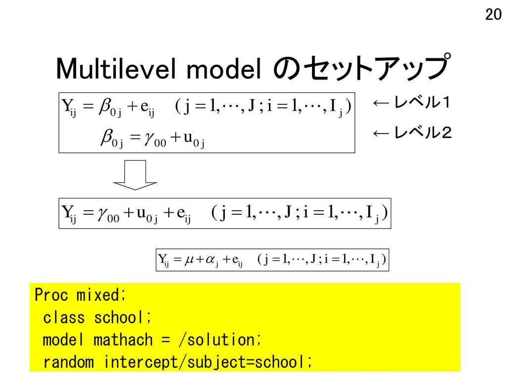 Multilevel model のセットアップ