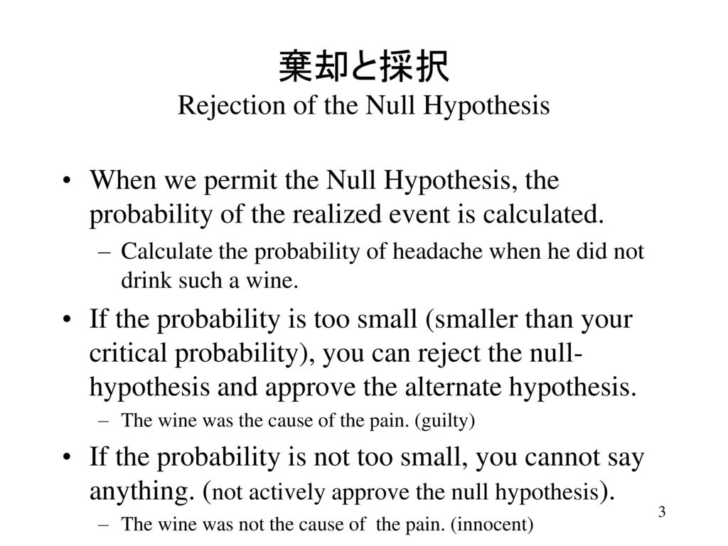 棄却と採択 Rejection of the Null Hypothesis