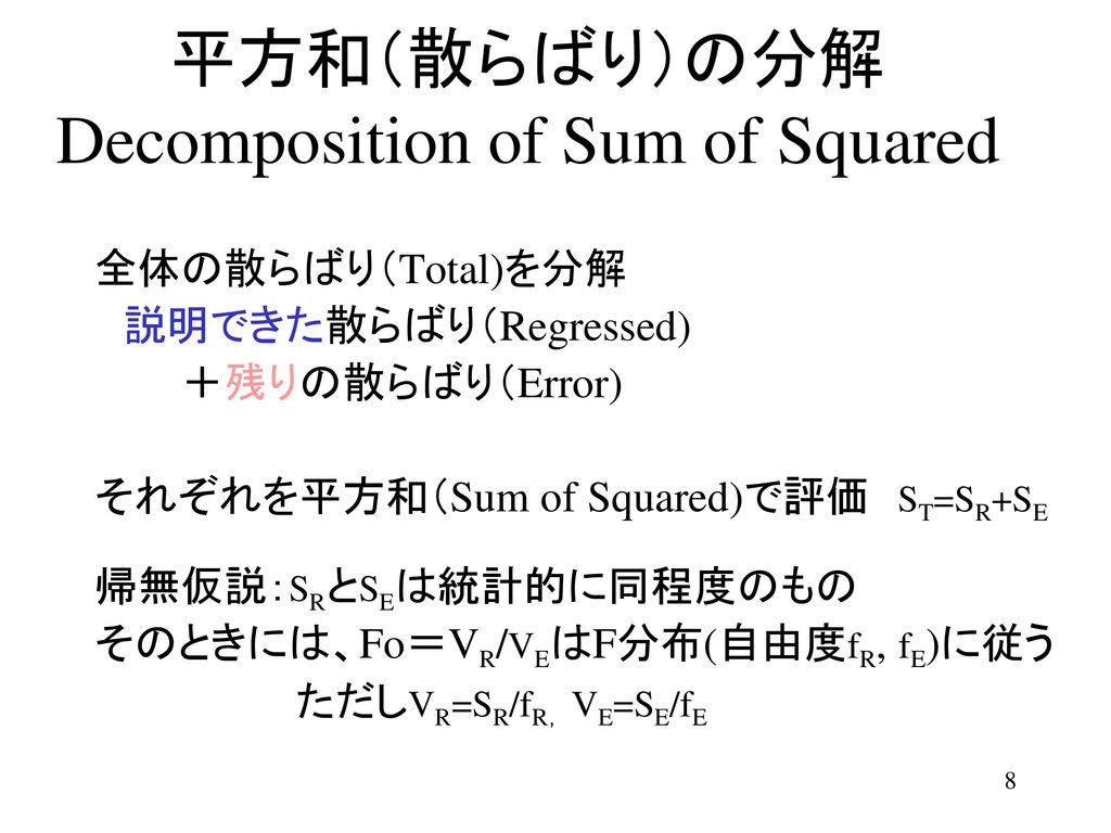 平方和（散らばり）の分解 Decomposition of Sum of Squared