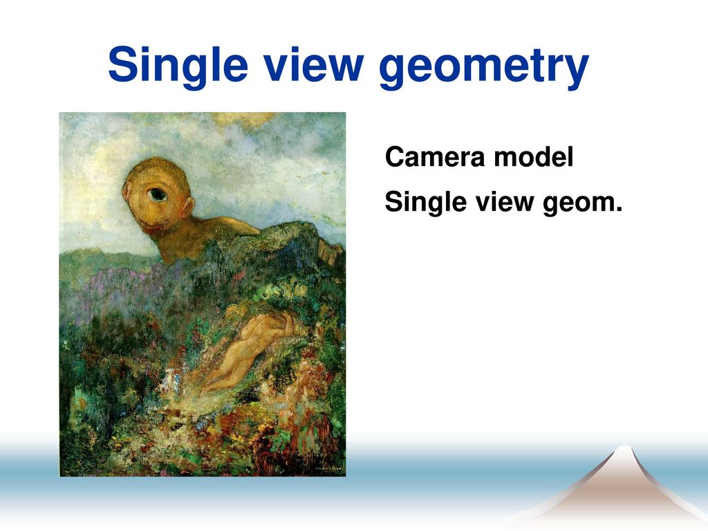 Single view geometry Camera model Single view geom.