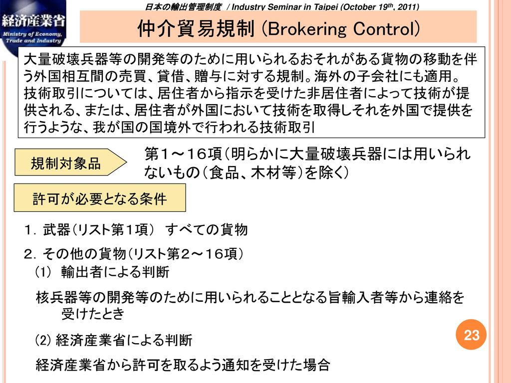 仲介貿易規制 (Brokering Control)