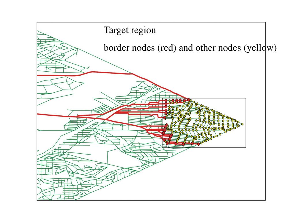 Target region border nodes (red) and other nodes (yellow)