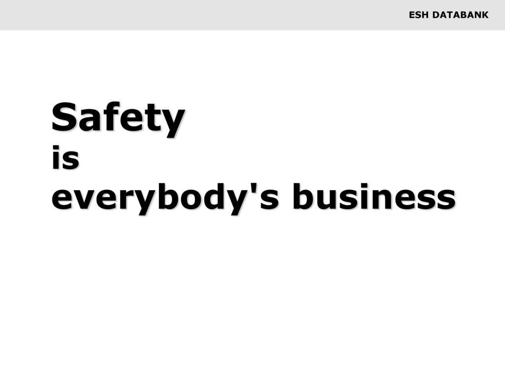 Safety is everybody s business