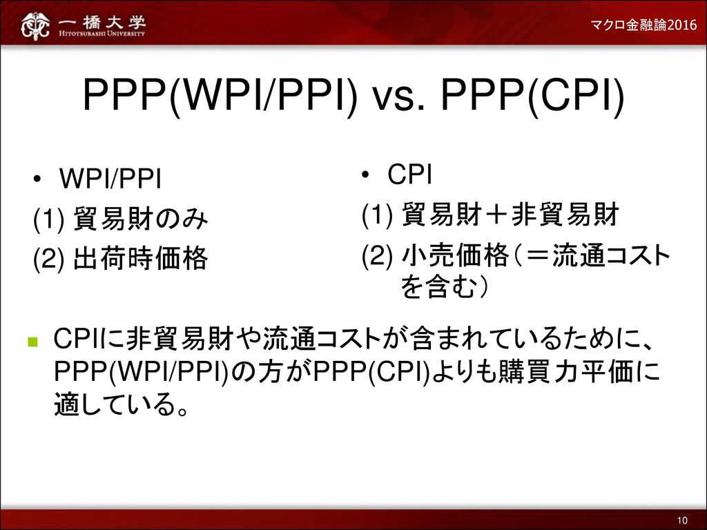PPP(WPI/PPI) vs. PPP(CPI)