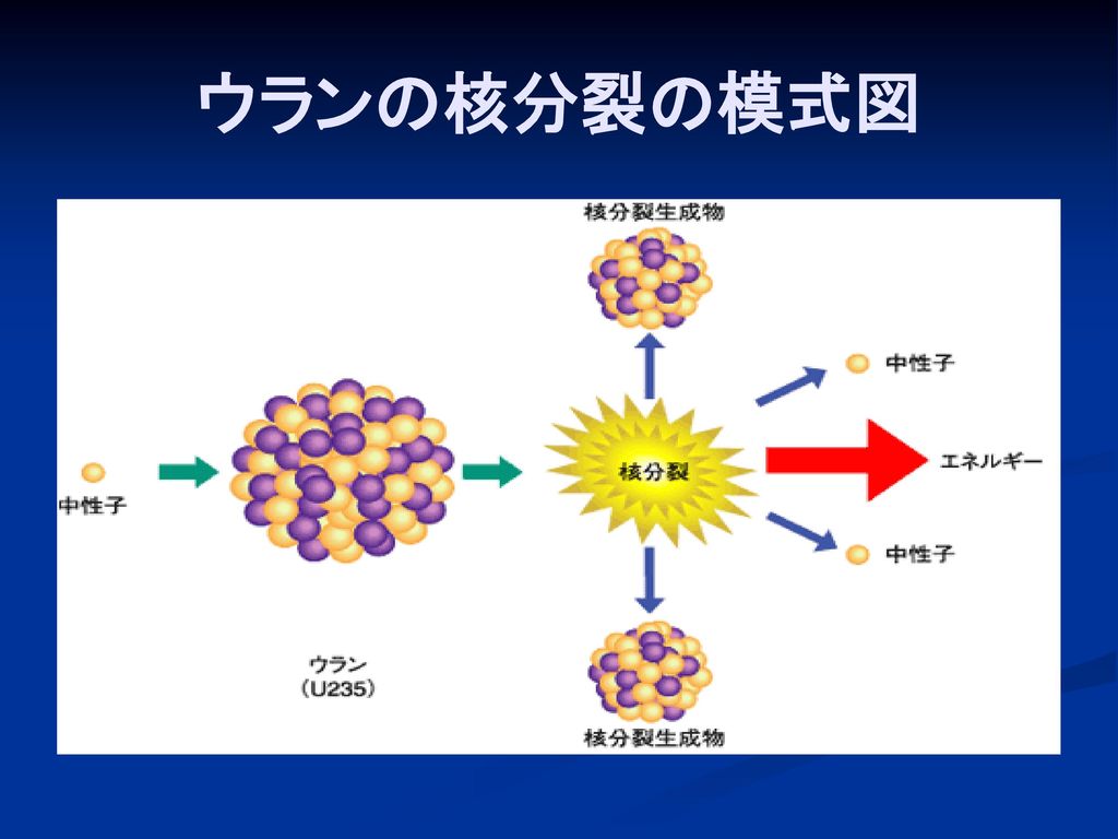 ウランの核分裂の模式図