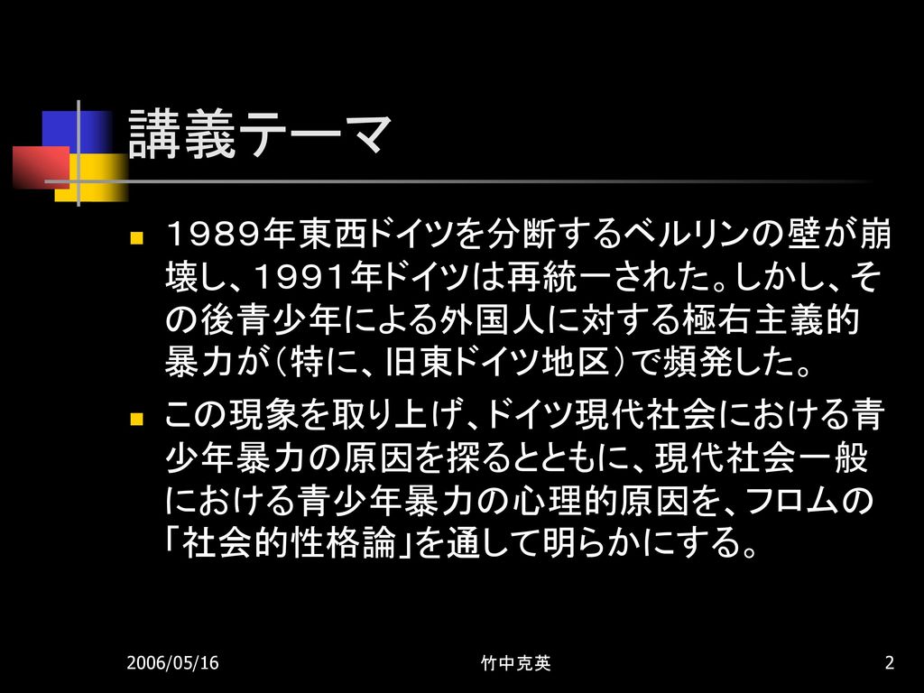 現代社会と青少年暴力 エーリヒ フロムの社会的性格論について Ppt Download