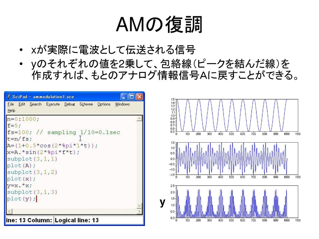 AMの復調 xが実際に電波として伝送される信号