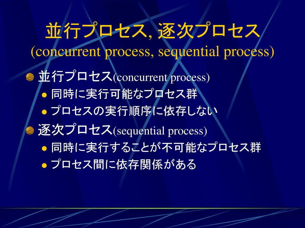 並行プロセス, 逐次プロセス(concurrent process, sequential process)