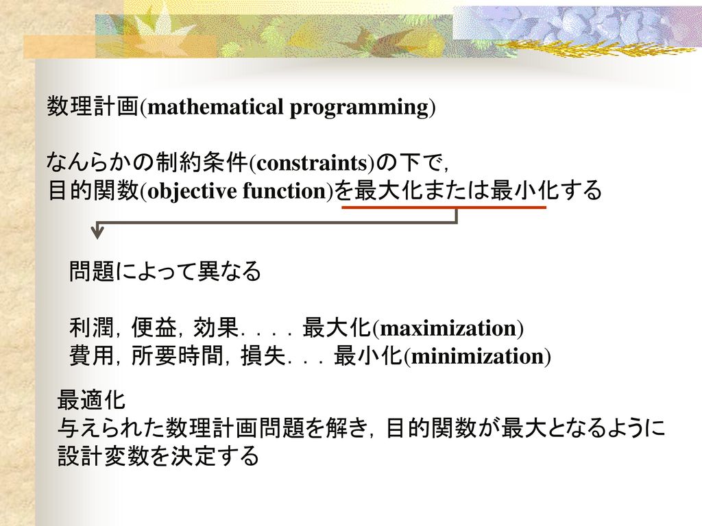 数理計画(mathematical programming)