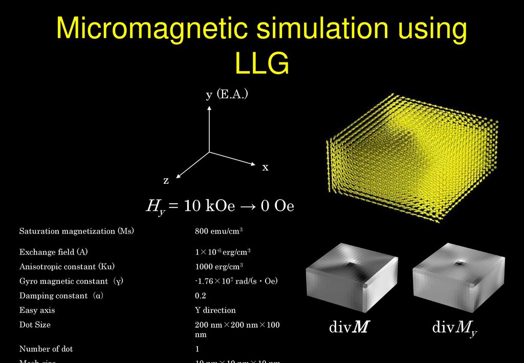 Micromagnetic simulation using LLG