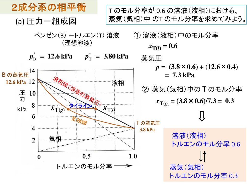 ２成分系の相平衡 (a) 圧力－組成図 xT(l)