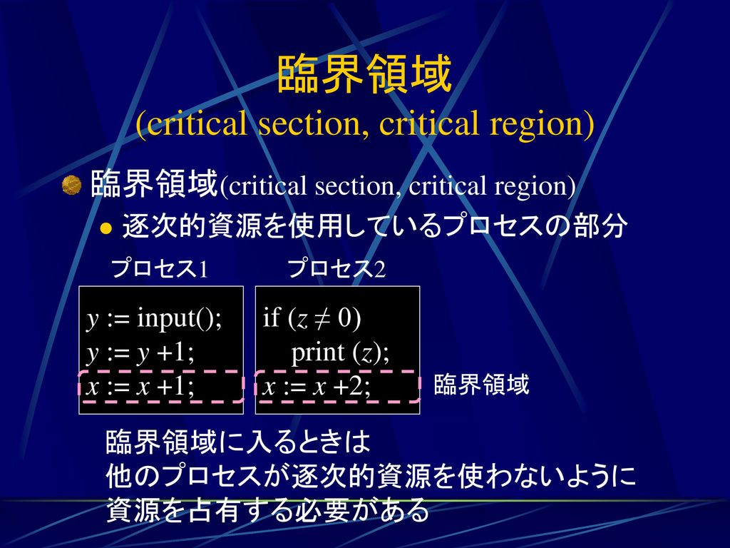 臨界領域 (critical section, critical region)