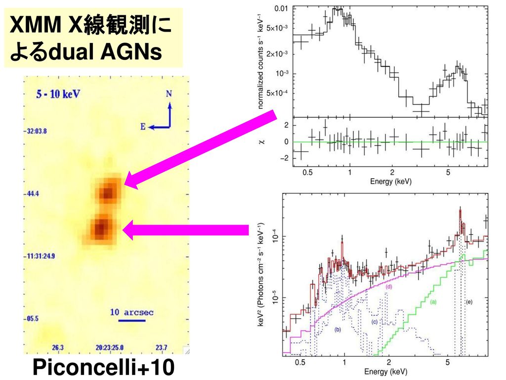 XMM X線観測に よるdual AGNs Piconcelli+10