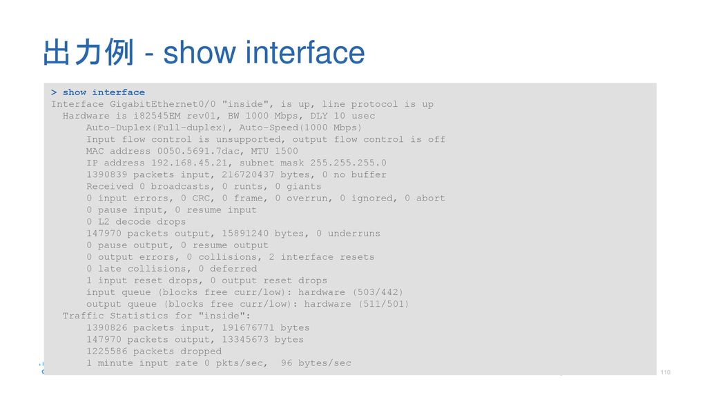 出力例 - show interface > show interface