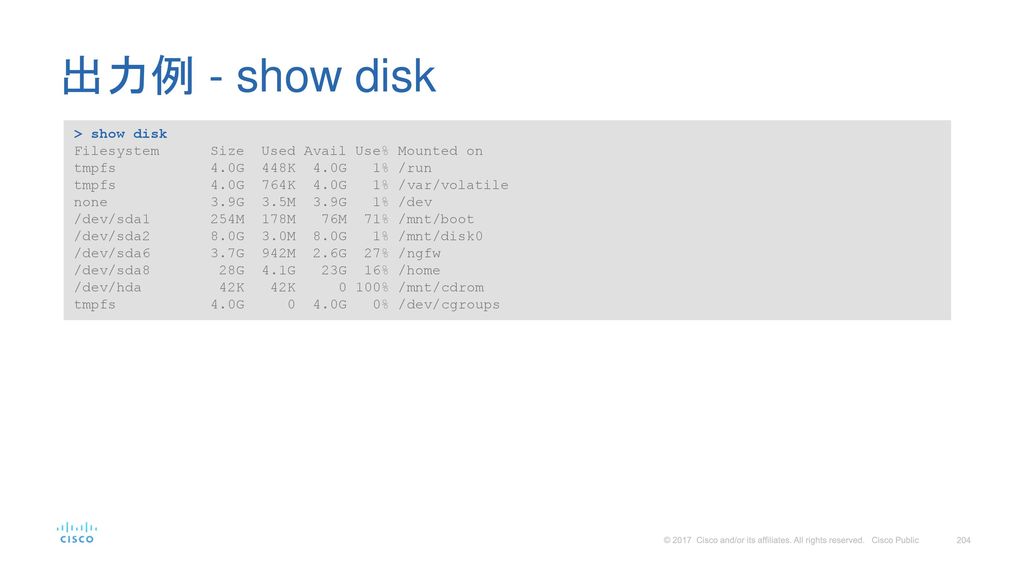 出力例 - show disk > show disk