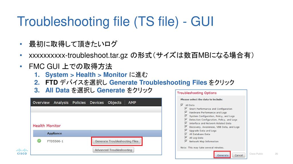 Troubleshooting file (TS file) - GUI