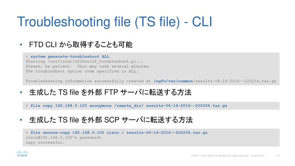 Troubleshooting file (TS file) - CLI