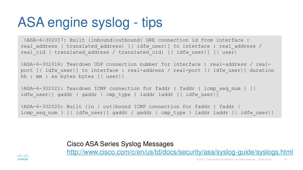 ASA engine syslog - tips