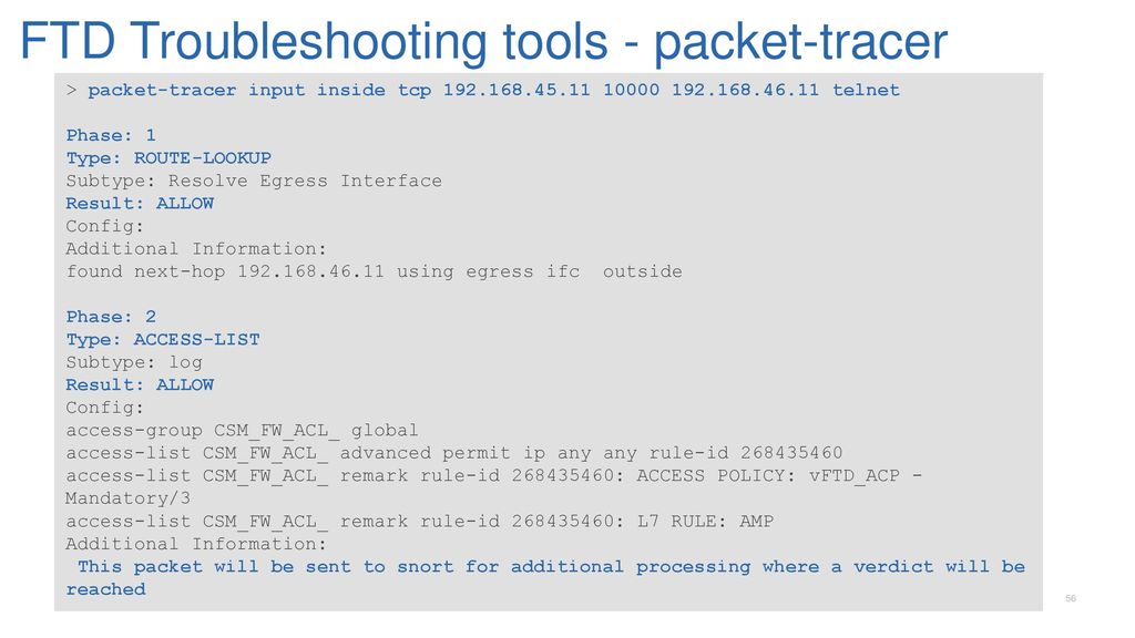 FTD Troubleshooting tools - packet-tracer