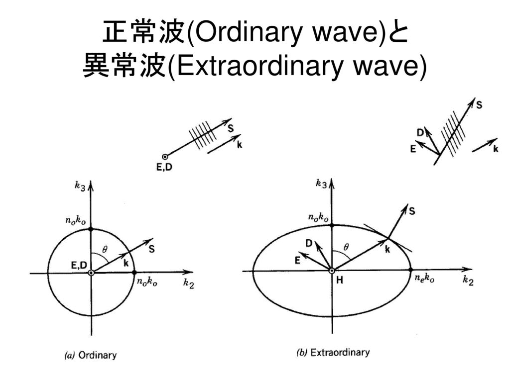 正常波(Ordinary wave)と 異常波(Extraordinary wave)