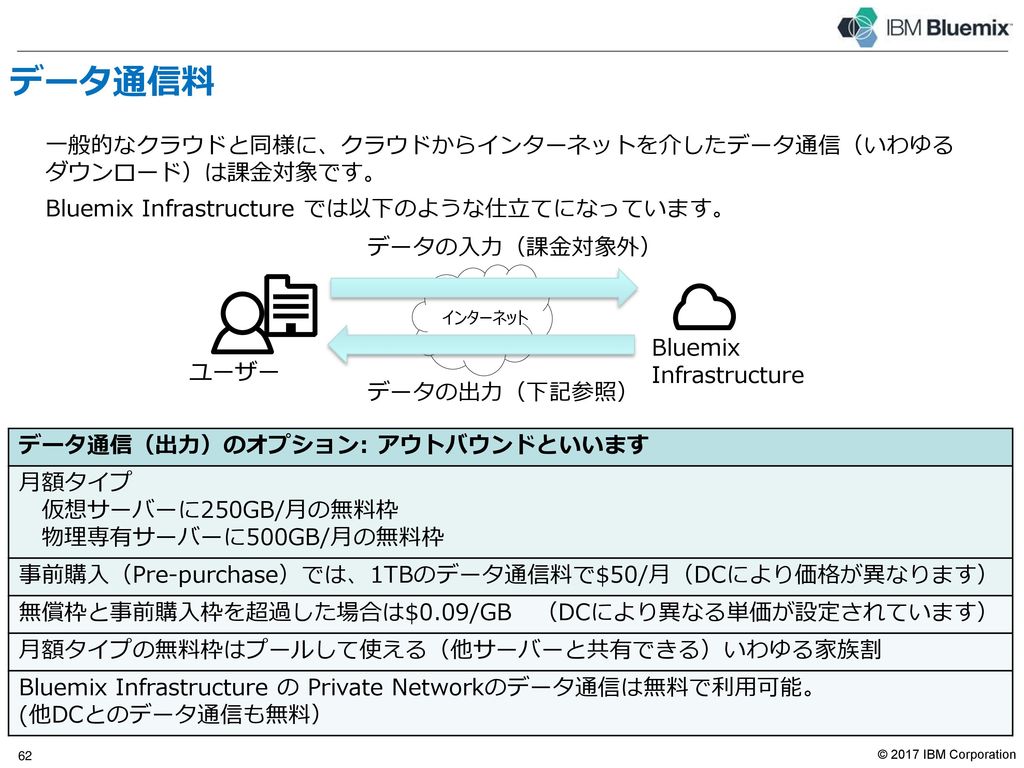 パブリック・ネットワーク（続き） Bluemix Infrastructureが使用している代表的なネットワーク・キャリア