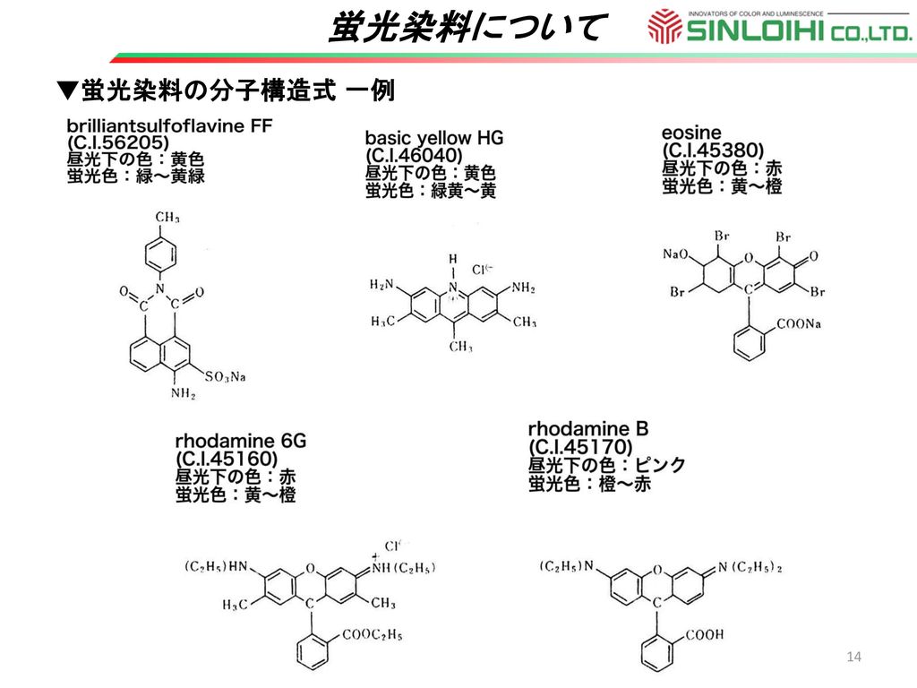 蛍光染料について ▼蛍光染料の分子構造式 一例