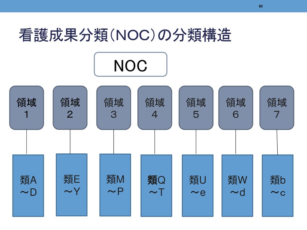 NOC 看護成果分類（ＮＯＣ）の分類構造 領域１ 領域２ 領域３ 領域４ 領域５ 領域６ 領域７ 類A ～D 類E～Y 類M～P 類Q～T