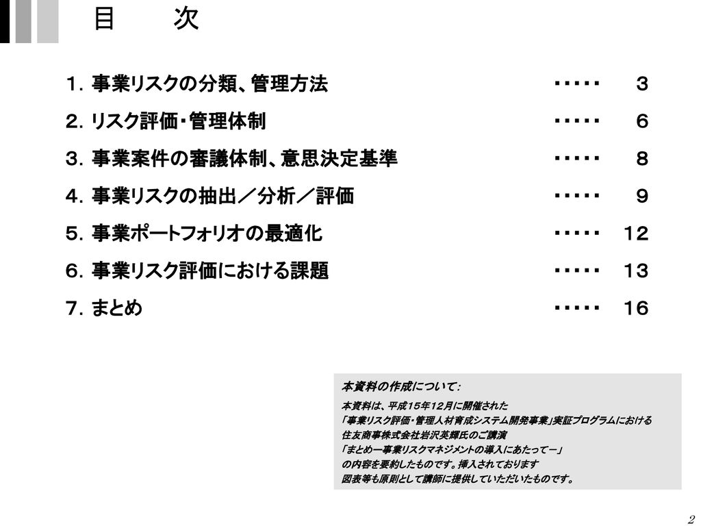 事業リスクマネジメントの導入に当たって 総合商社のリスクマネジメントの経験をもとに Ppt Download