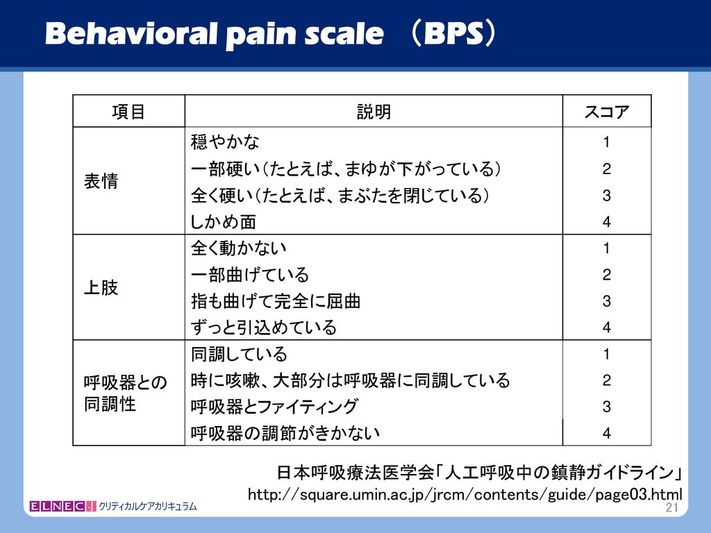 Behavioral pain scale （BPS）