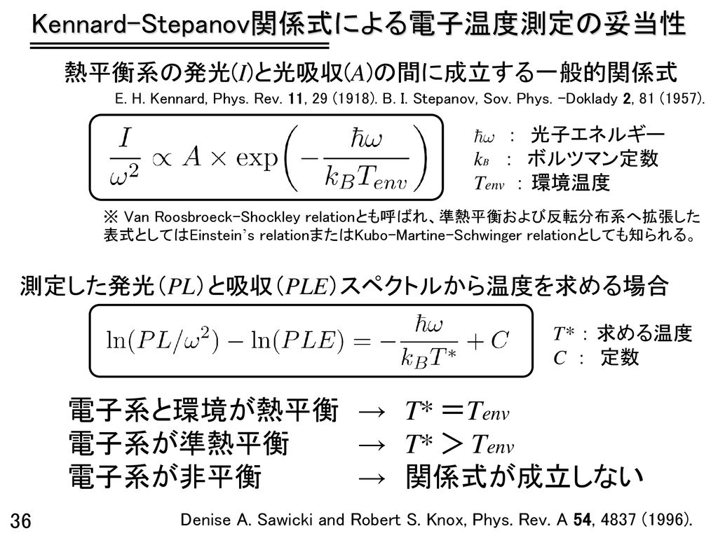 Kennard-Stepanov関係式による電子温度測定の妥当性