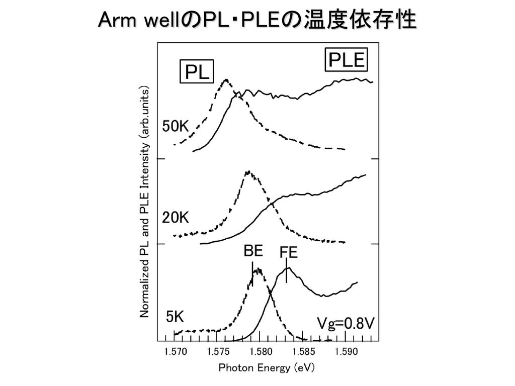 Arm wellのPL・PLEの温度依存性