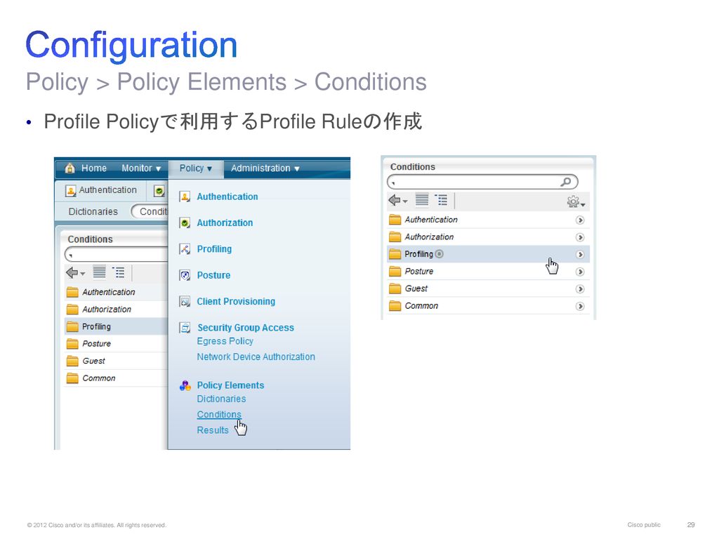 Configuration Policy > Policy Elements > Conditions