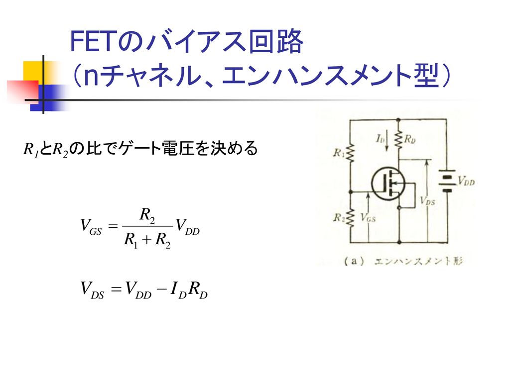 FETのバイアス回路 （nチャネル、エンハンスメント型）