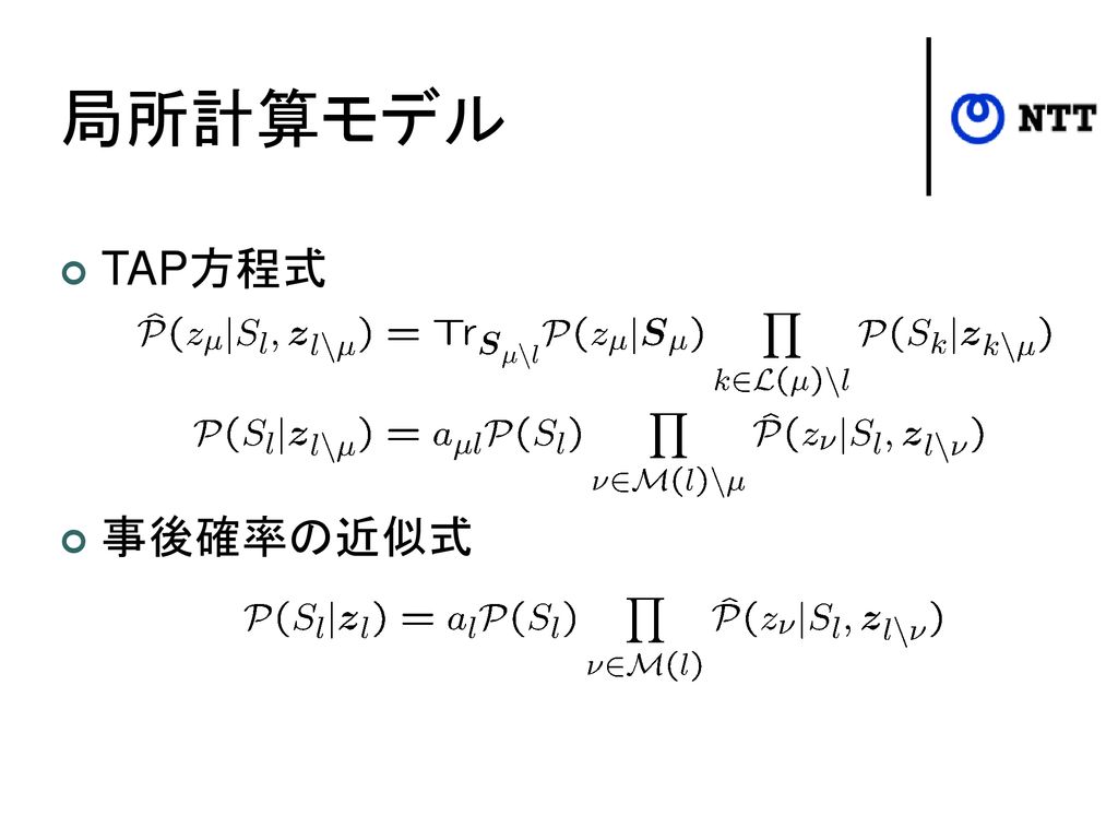 局所計算モデル TAP方程式 事後確率の近似式