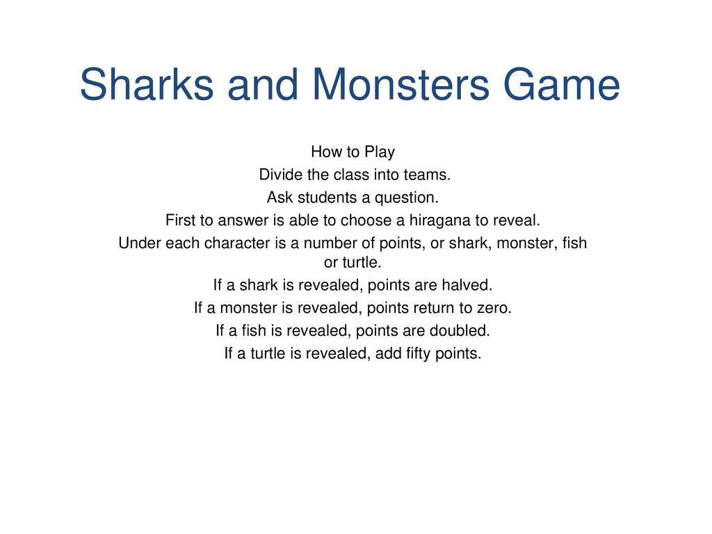 Sharks and Monsters Game