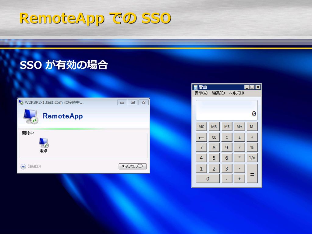 RemoteApp での SSO SSO が有効の場合