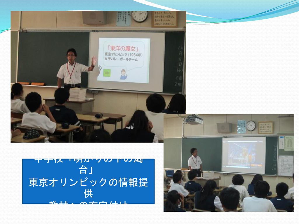 中学校「明かりの下の燭台」 東京オリンピックの情報提供 教材への方向付け