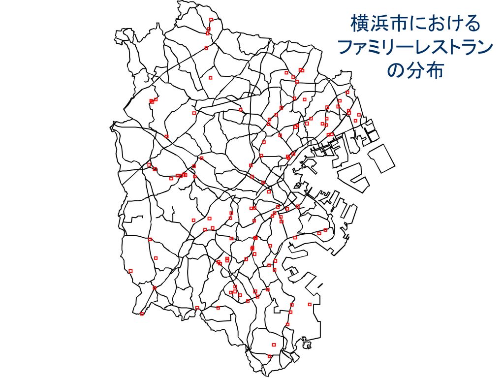 横浜市における ファミリーレストラン の分布