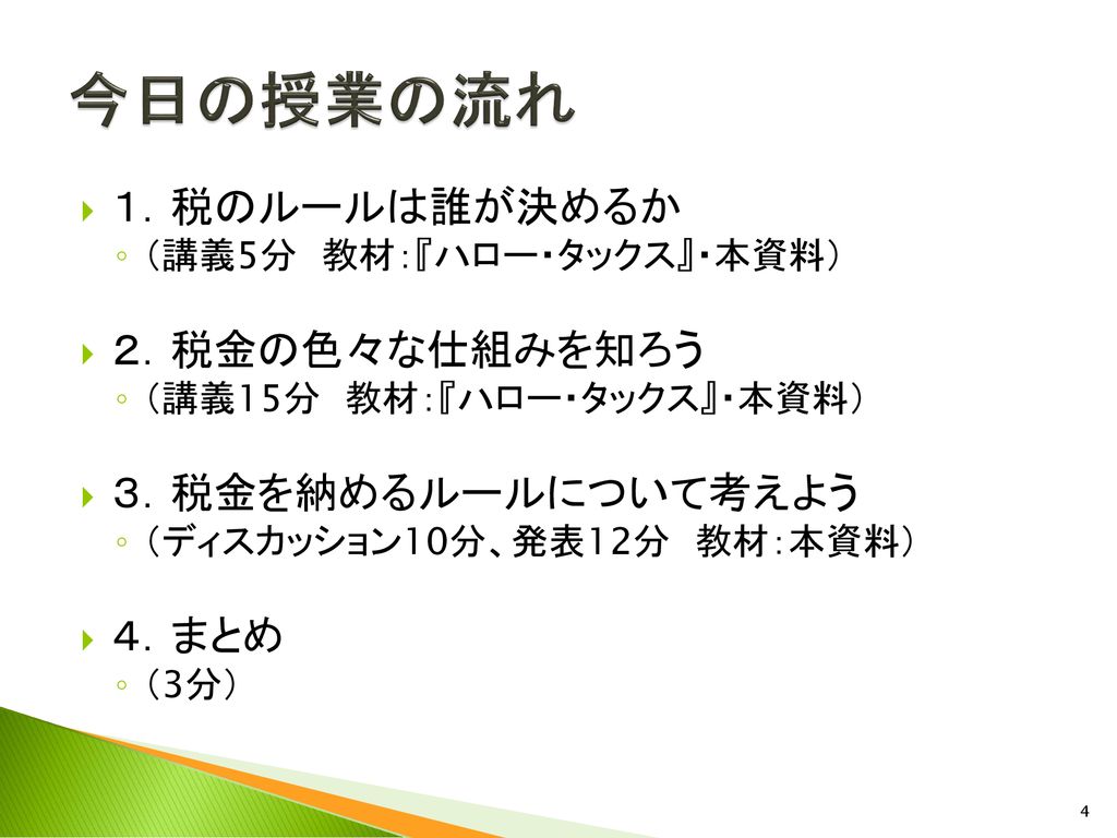 本授業のねらい 講師向け １ 租税の意義と役割について考えさせるとともに 国民の納税の 義務について理解させる Ppt Download