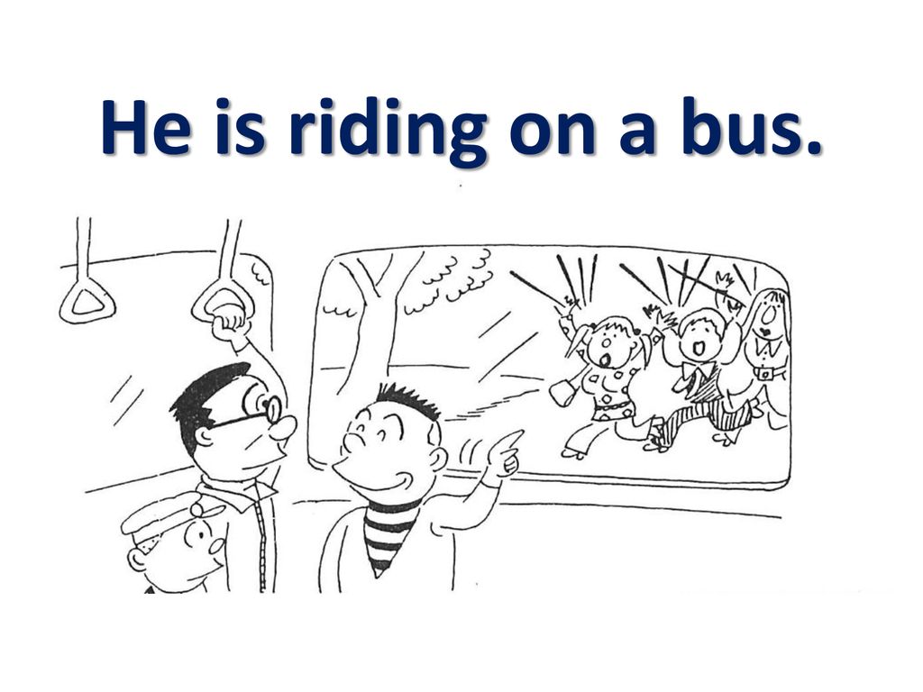 He is riding on a bus.