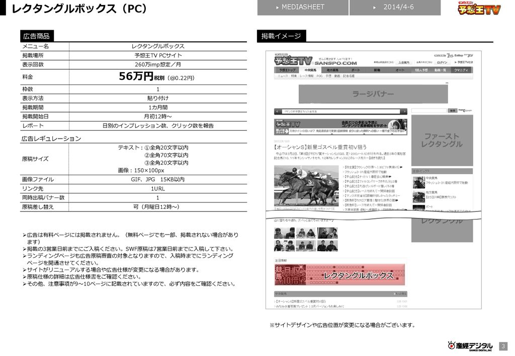 サンスポ予想王tv Ad Guide Date 14 4 1 14 6 30 メディアデータ Ppt Download