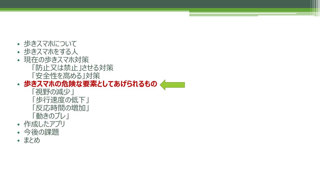 歩きスマホの危険を防止する支援アプリ 番号 名前 岸本 祐宜 Ppt Download