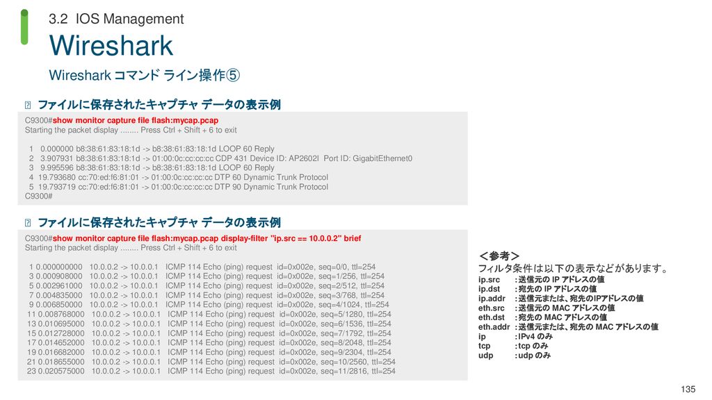 Wireshark 3.2 IOS Management Wireshark コマンド ライン操作⑤