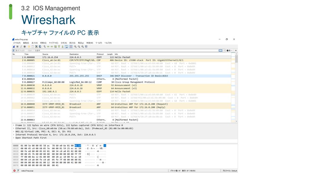 3.2 IOS Management Wireshark キャプチャ ファイルの PC 表示