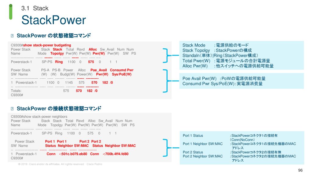 StackPower 3.1 Stack StackPower の状態確認コマンド StackPower の接続状態確認コマンド